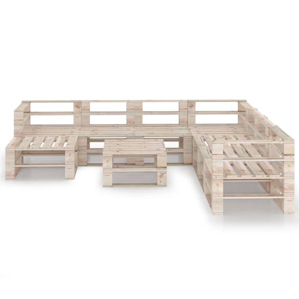 vidaXL 9 Piece Garden Pallet Lounge Set Pinewood
