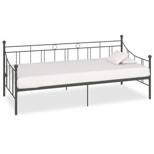 vidaXL DayBed Frame without Mattress Grey Metal 90x200 cm
