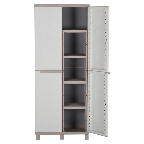 vidaXL Storage Cabinet with 2 Doors 68x37.5x170 cm Light Grey and Beige