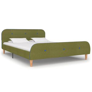 vidaXL Bed Frame without Mattress Green Fabric 135x190 cm Double