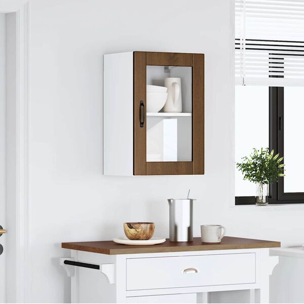 vidaXL Kitchen Wall Cabinet with Glass Door&nbsp;Porto Brown Oak