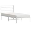 vidaXL Metal Bed Frame without Mattress with Headboard White 90x200cm
