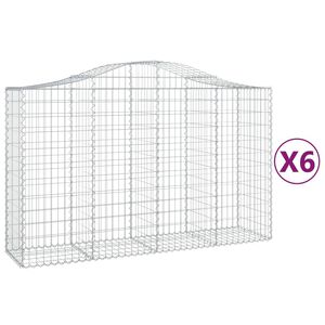 vidaXL Arched Gabion Baskets 6 pcs 200x50x120/140 cm Galvanised Iron