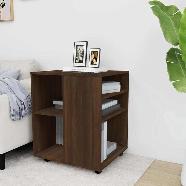 vidaXL Rolling Cabinet Brown Oak 60x53x72 cm Engineered Wood