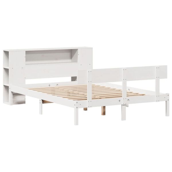 vidaXL Bookcase Bed without Mattress White 150x200 cm King Size Solid Wood Pine
