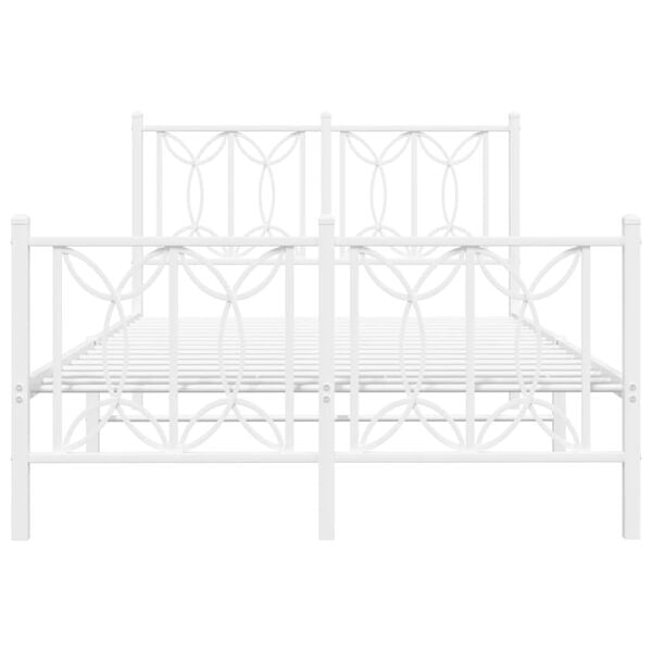 vidaXL Metal Bed Frame without Mattress with Footboard White 120x200cm