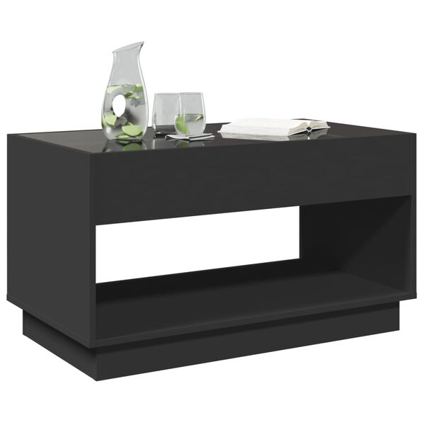 vidaXL Coffee Table with Infinity LED Black 90x50x50 cm