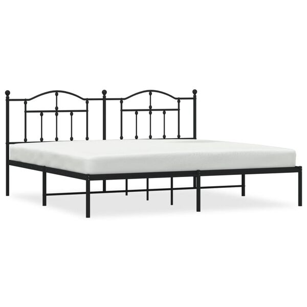 vidaXL Metal Bed Frame without Mattress with Headboard Black 200x200cm