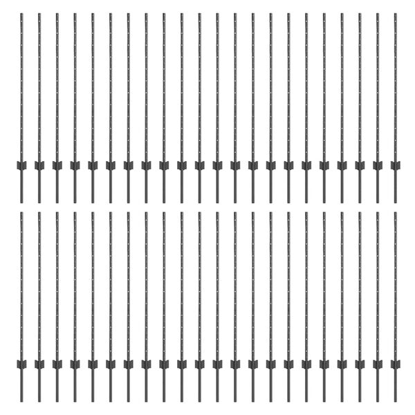 vidaXL Fence Posts Height Adjustable Manual 88 pcs Grey 160 cm Steel