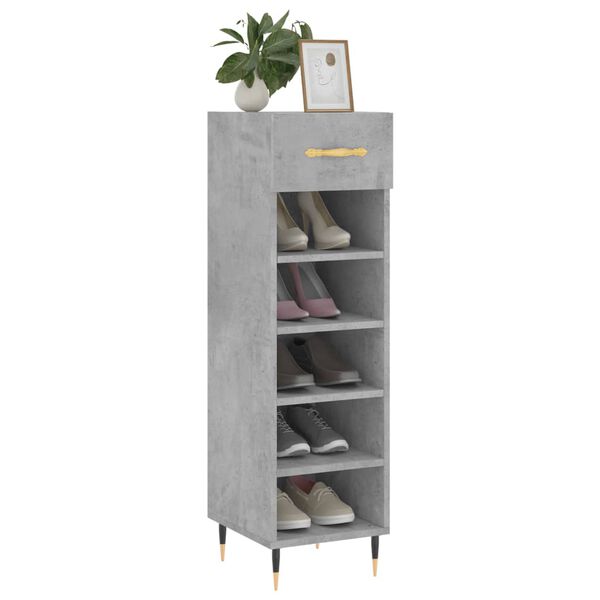 vidaXL Shoe Cabinet Concrete Grey 30x35x105 cm Engineered Wood