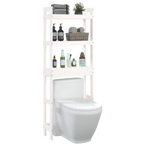 vidaXL Toilet Rack White 63x26x171 cm Solid Wood Pine