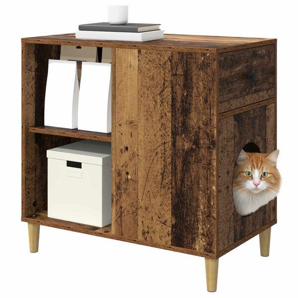 vidaXL Cat House Old Wood 72 x 42.5 x 70 cm Engineered Wood