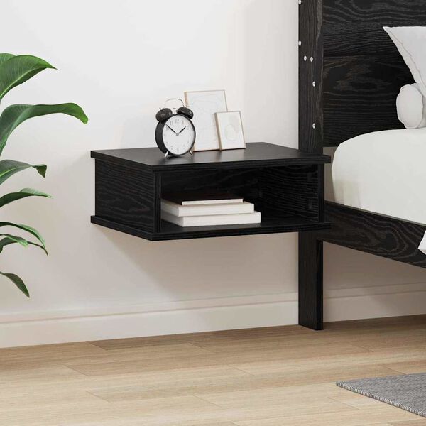 vidaXL Bedside Table Black Oak 40 x 31 x 15 cm Engineered Wood