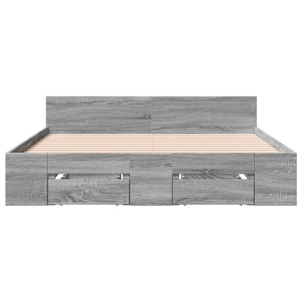 vidaXL Bed Frame with Drawers without Mattress Grey Sonoma 140x200 cm