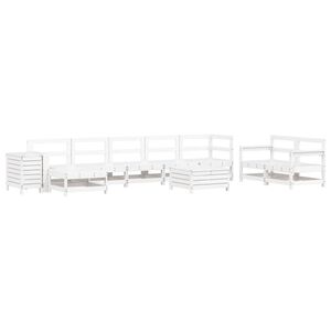 vidaXL 10 Piece Garden Sofa Set White Solid Wood Pine