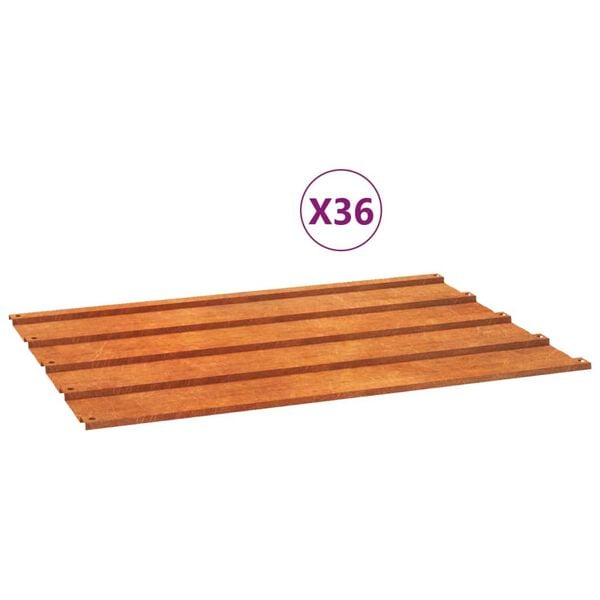 vidaXL Roof Panels 36 pcs Rusty 60x44 cm Corten Steel