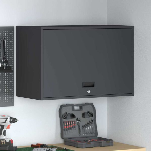 vidaXL Wall Cabinet for Garage with Gas-lift Door Anthracite