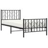 vidaXL Metal Bed Frame without Mattress with Footboard Black 90x190cm