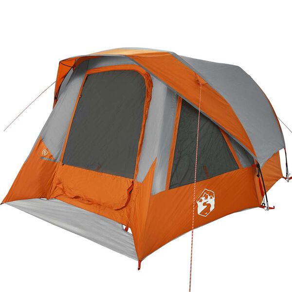 vidaXL Family Tent Cabin 6-Person Grey and Orange Waterproof