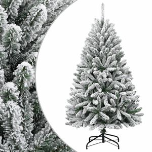 vidaXL Artificial Hinged Christmas Tree | Green and white | PVC, metal | Medium