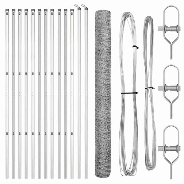 vidaXL Fence Post Silver 25 x 1.5 m (50 mm mesh) Steel