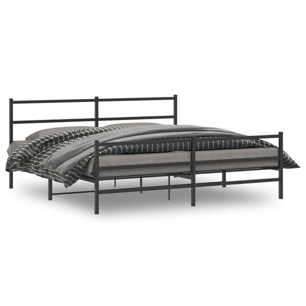vidaXL Metal Bed Frame without Mattress with Footboard Black 193x203cm