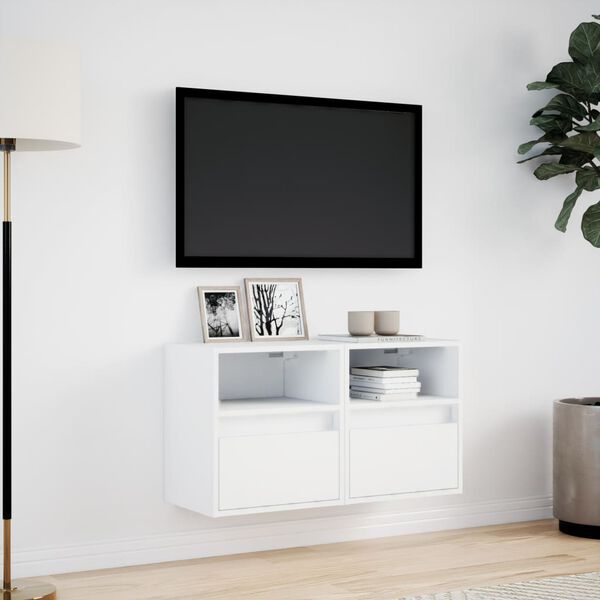 vidaXL TV Wall Cabinets with LED Lights 2 pcs White 41x31x45 cm