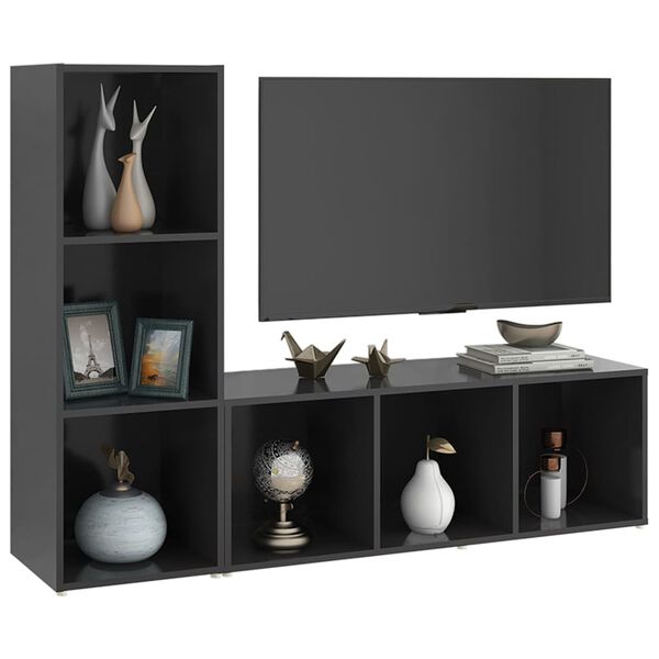 vidaXL TV Cabinets 2 pcs Grey 107x35x37 cm Engineered Wood