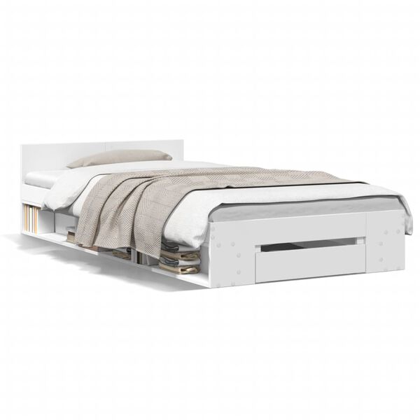 vidaXL Bed Frame with Drawer without Mattress White 100x200 cm