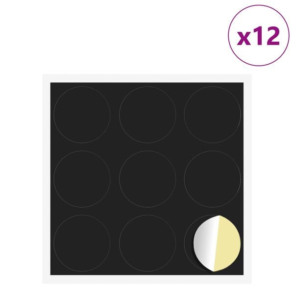 vidaXL Self-adhesive Screw Cover 12 pcs Black &Oslash; 20 x 0.5 mm
