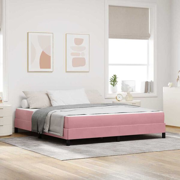 vidaXL Box Spring Bed with Mattress Pink 180 x 220 cm Fabric
