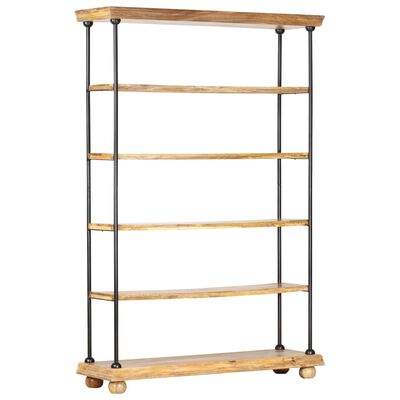 vidaXL 5-Tier Bookshelf 120x35x180 cm Solid Mango Wood and Steel