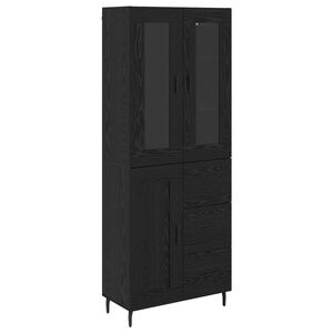 vidaXL Highboard with Drawer 2 pcs Black Oak Engineered Wood