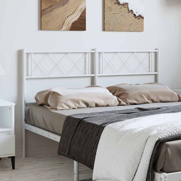 vidaXL Metal Replace Headboard White 135 cm