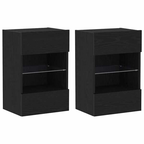 vidaXL TV Cabinet 2 pcs Black 40 x 30 x 60.5 cm Engineered wood