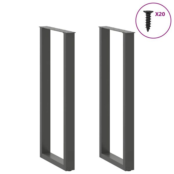 vidaXL Bar Table Legs U-Shaped 2 pcs Anthracite 40x(110-111) cm Steel