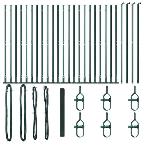 vidaXL Fence Post Green 50 x 1.5 m (12 x 12 mm mesh) Steel and PVC