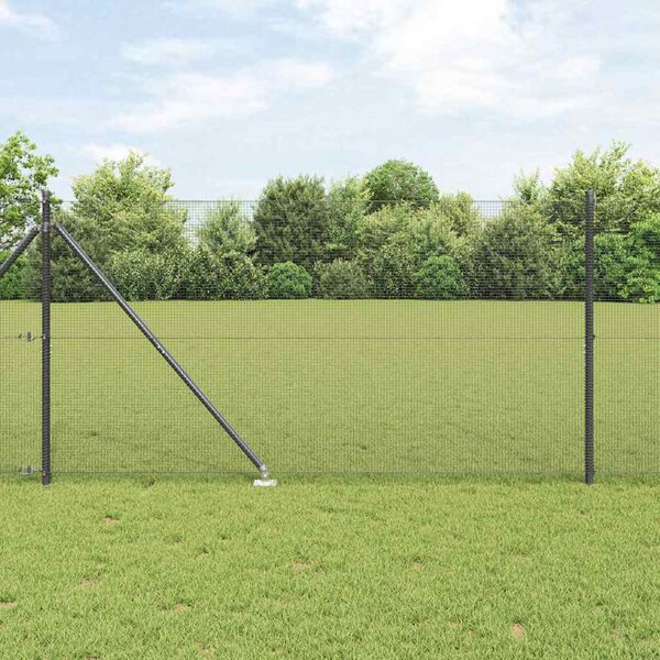 vidaXL Fence Post Grey 25 x 1.2 m (12 x 12 mm mesh) Steel and PVC