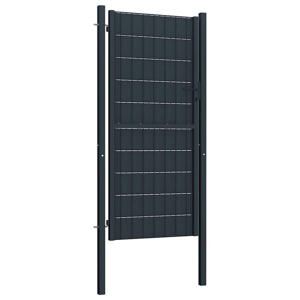 vidaXL Fence Gate PVC and Steel 100x124 cm Anthracite