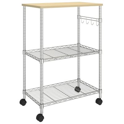 vidaXL 3-Tier Kitchen Cart 61x36x85 cm Chromed Iron
