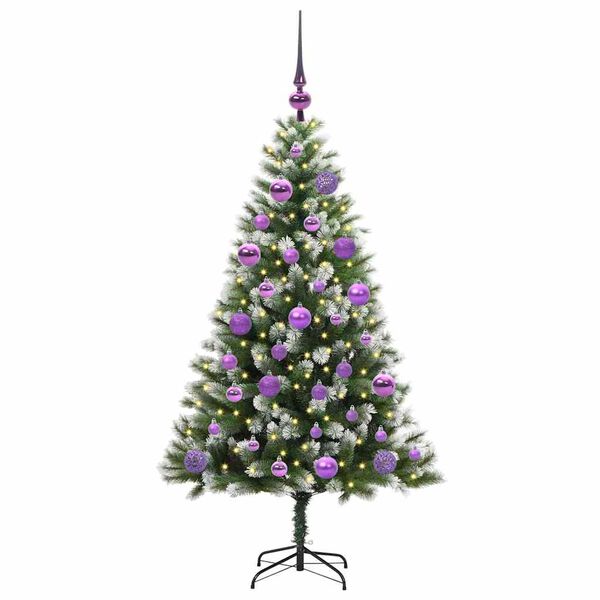 vidaXL Artificial Hinged Christmas Tree with Flocked Snow 120 cm