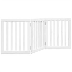 vidaXL Dog Gate Foldable 3 Panels White 150 cm Poplar Wood