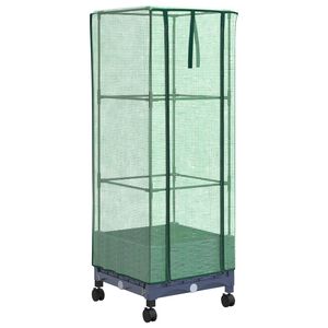 vidaXL Garden Planter with Greenhouse Cover&Wheels Blue Grey PP
