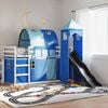 vidaXL Bunk Bed without Mattress with Slide and Curtains Blue 90x190 cm Single