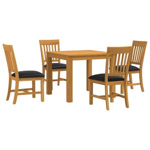 vidaXL Dining Set 5 pcs Black Solid Oak Wood