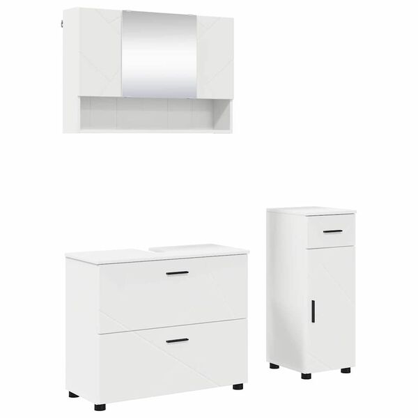 vidaXL Bathroom Furniture Set 3 pcs White Engineered Wood and Metal