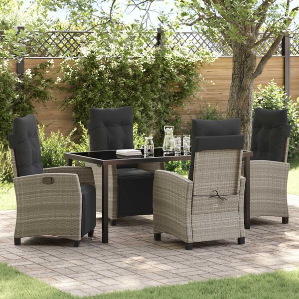 vidaXL Garden Dining Set 5 pcs Light Grey Poly Rattan