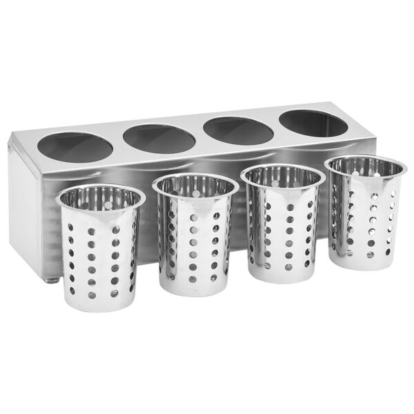 vidaXL Cutlery Holder 4 Grids Rectangular Stainless Steel