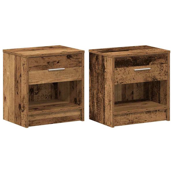 vidaXL Bedside Cabinets 2 pcs with Drawer Old Wood 39x28x41 cm
