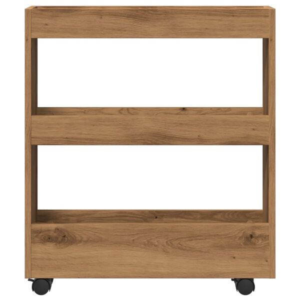 vidaXL Narrow Storage Trolley 3 Tier Artisian Oak Engineered Wood